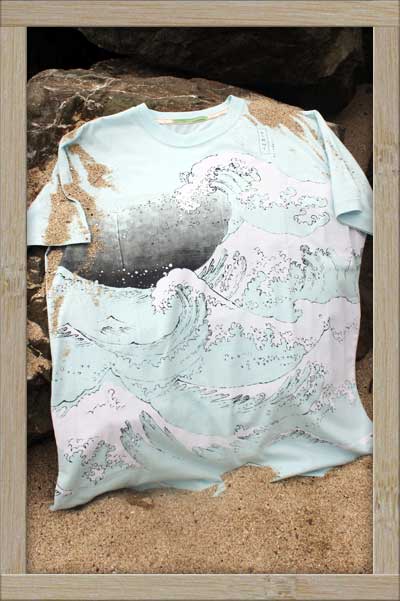 bYRNt Organics Men's Japanese Wave Tee Shirt